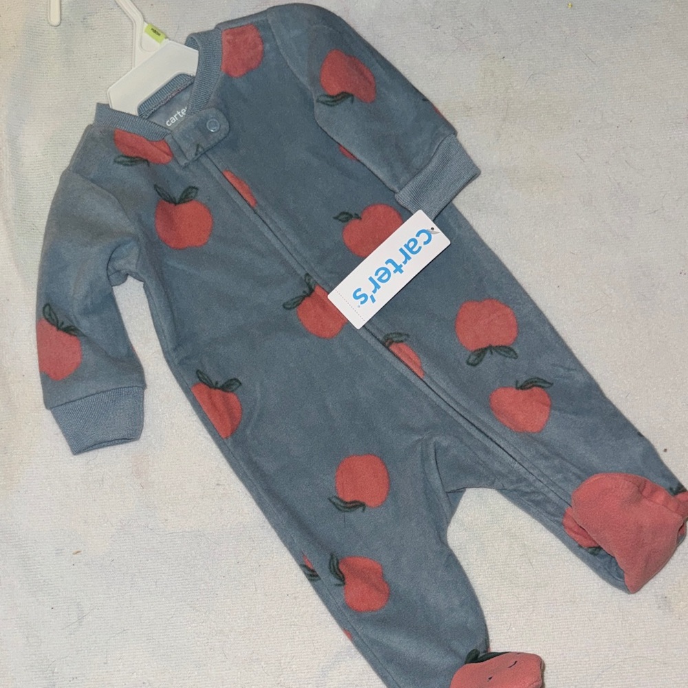 Carter's Gray and Red Apple Print Kids Footie